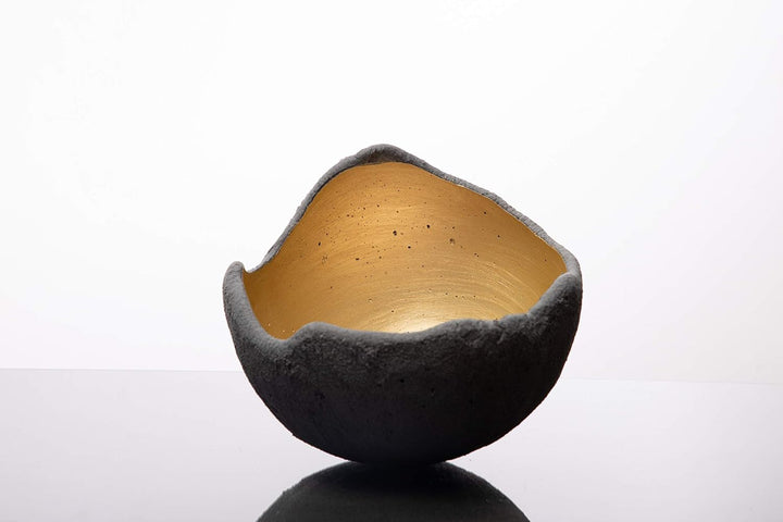 Lichtschale hellgold - M (20cm) - Beton schwarz - grau - Unikat handmade - Geburtstagsgeschenk - Hoc