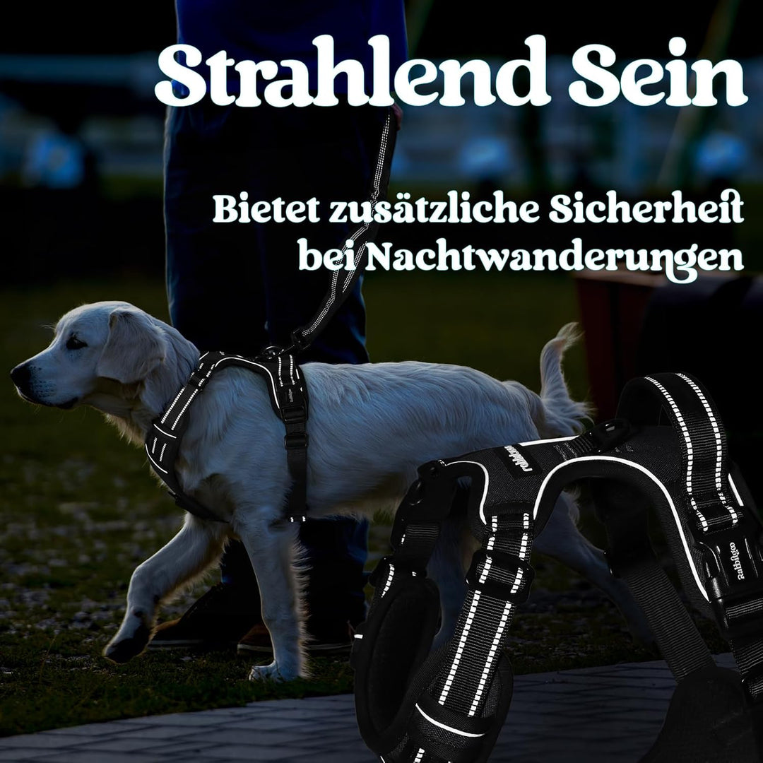 rabbitgoo Hundegeschirr Grosse Hunde, Verstellbare Geschirr Hund ohne Zug &amp; Würgen, Anti Zug Hundege