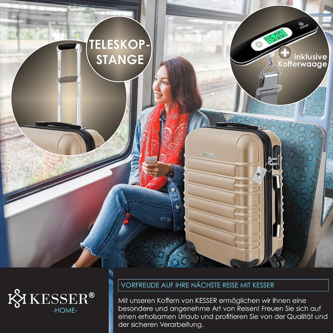 KESSER® Handgepäck Reisekoffer Hartschalen-Koffer Inkl. Kofferwaage + Gepäckanhänger Trolley Gepäck