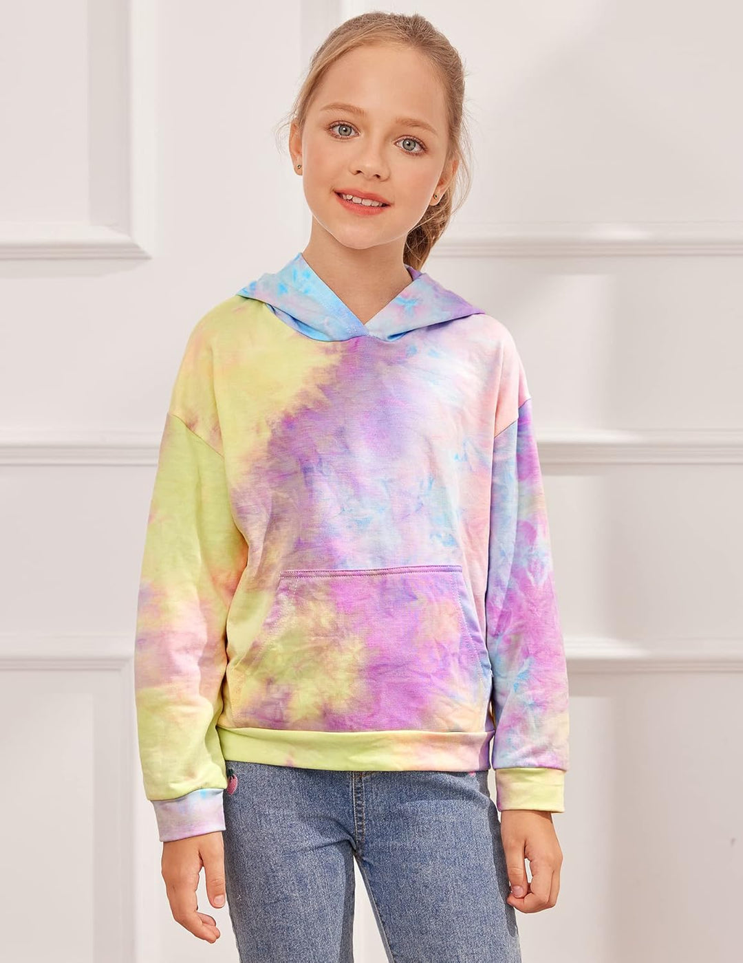 Arshiner Mädchen Hoodie Batik Kinder Pullover Freizeit Mode Sweatshirt mit Kapuze Herbst Winter Lang