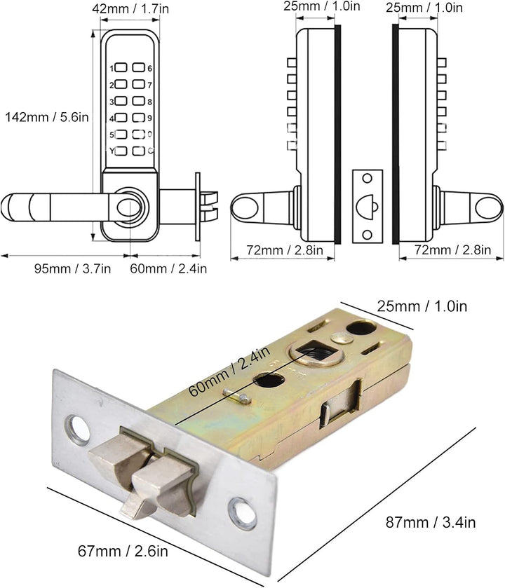 Mechanisches Tastaturschloss mit Tasten, Doppelseitiger Griff, Mechanisches Zahlenschloss, Mechanisc
