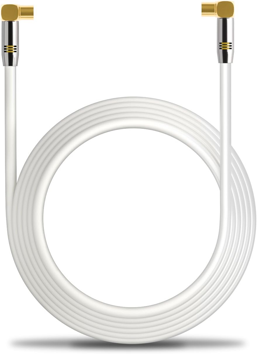 deleyCON 10m TV Antennenkabel HDTV Full HD - 2x gewinkelt - Koaxialkabel - TV-Stecker (90° Grad) zu