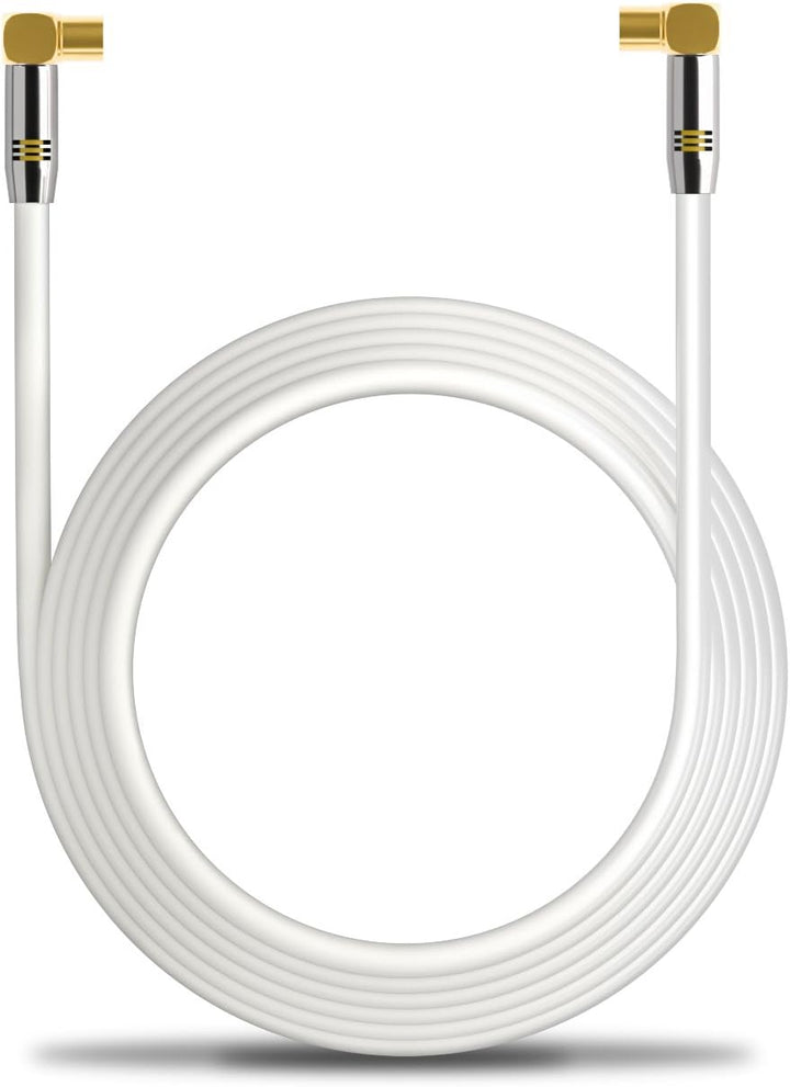 deleyCON 10m TV Antennenkabel HDTV Full HD - 2x gewinkelt - Koaxialkabel - TV-Stecker (90° Grad) zu