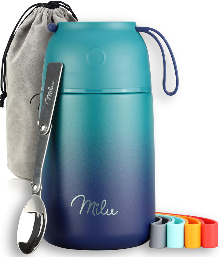 Milu® Thermobehälter für Essen 650ml, Edelstahl, Thermo Lunchbox, Suppenbehälter to go, Thermobox, T