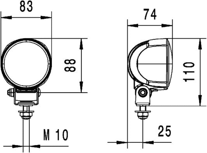 HELLA - LED-Arbeitsscheinwerfer - Modul 70 Gen. 3.2 - 24/12V - 1800lm - geschraubt/Anbau - schwenkba