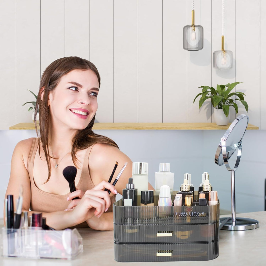 Makeup Organizer mit 2 Schubladen, Kosmetik-Organizer für Schlafzimmer und Bad Eitelkeit Arbeitsplat