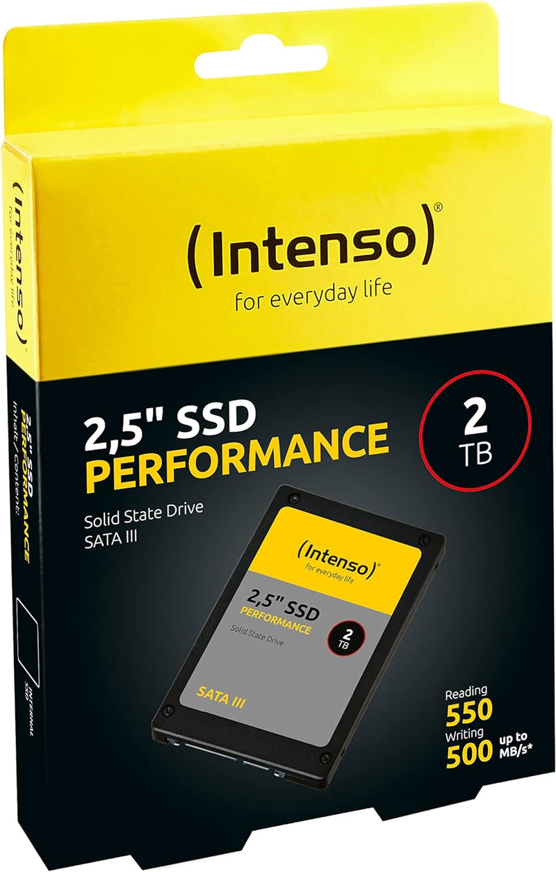 Intenso Interne 2,5" SSD SATA III Performance, 2 TB, 550 MB/Sekunden, Schwarz 2TB Sata 2,5" Performa