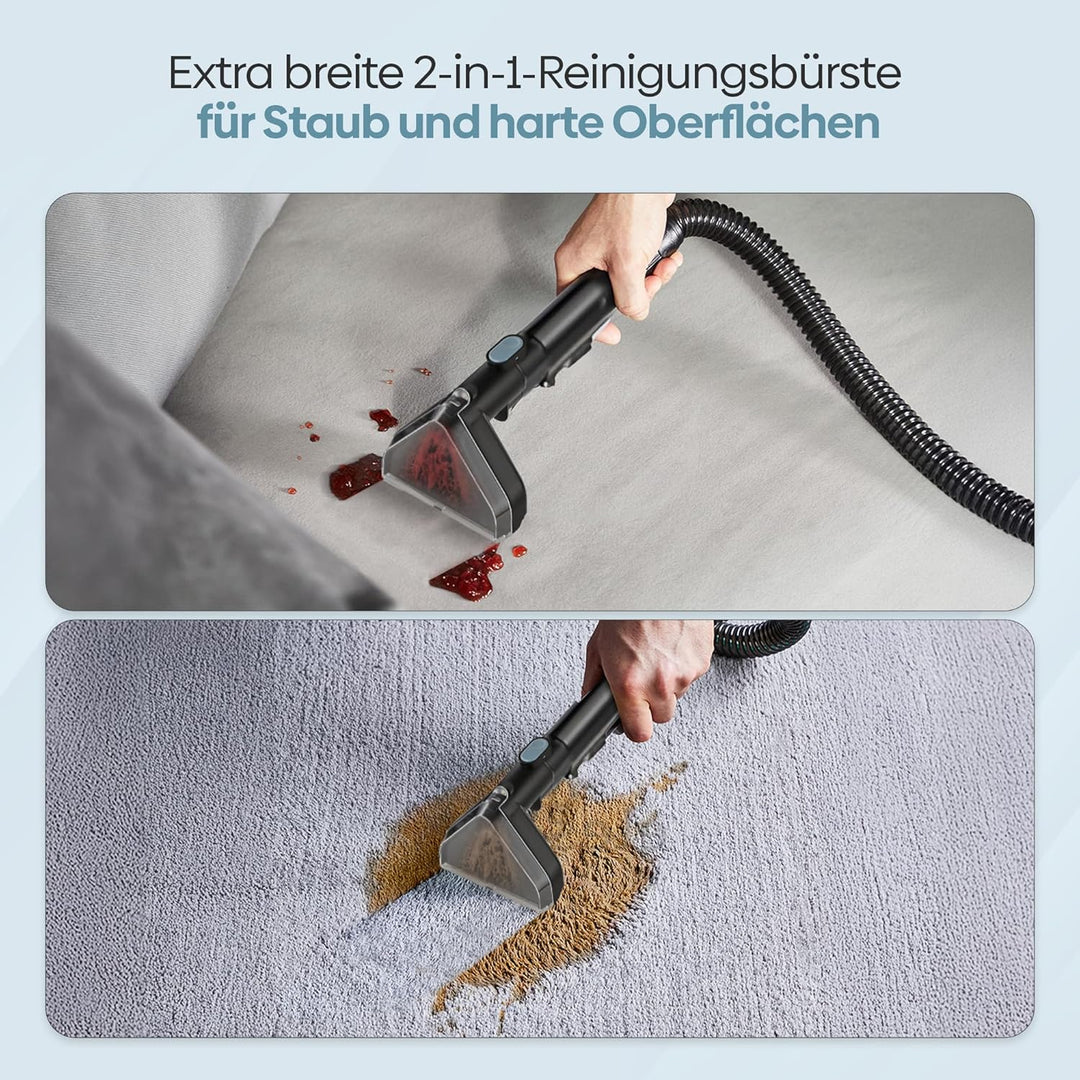 Olvy Teppichreiniger 2.0 - Leistungsstarker 17.000 PA Fleckenentferner mit 1,6m Schlauch, 4m Kabel,