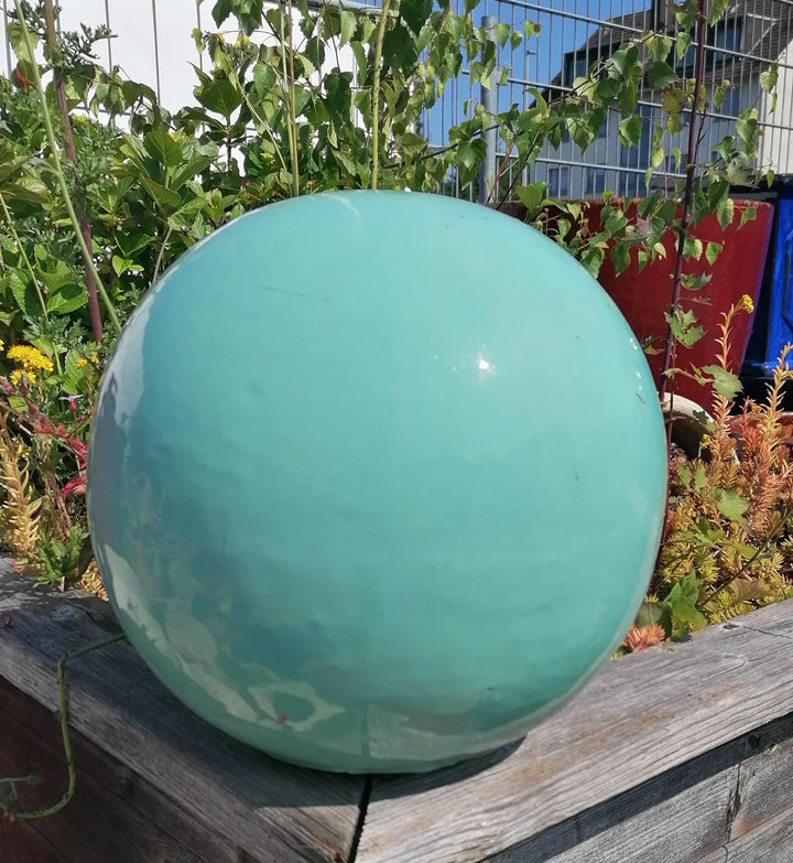 Generisch NEU !! Kugel ø ca. 30 cm aus frostfesten Steinzeug Keramik- türkis glänzend glasiert Deko