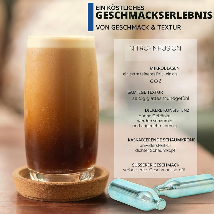 ICO Premium Stickstoff Kartuschen 10er Pack - N2 Kartuschen für Nitro Cold Brew Kaffee, Cocktails &