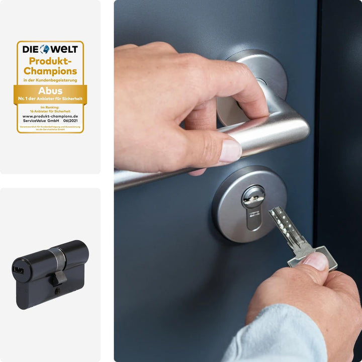 ABUS Profil-Zylinder D6XBL 40/50 mit Codekarte und 5 Schlüsseln - 96805 - schwarz Schwarz 40/50, Sch