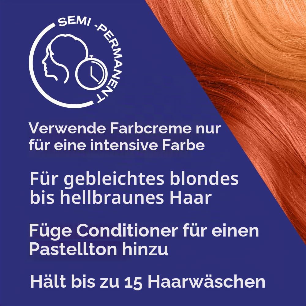 Schwarzkopf LIVE Ultra Brights 085 Vibrant Orange Semi-Permanent Hair Dye, Bold Intense Color for Up
