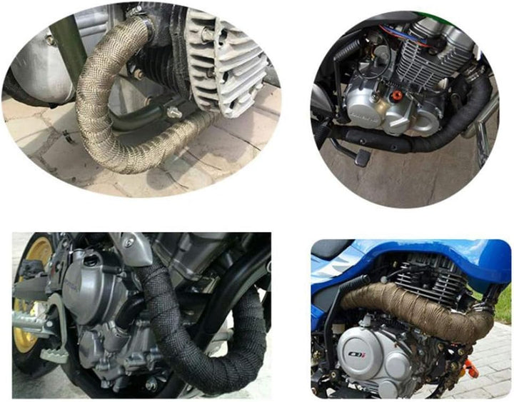 Yizhet Hitzeschutzband Auspuff Hitzeschutzband Basaltfaser Auspuffband Motorrad Hitzeschutzband mit