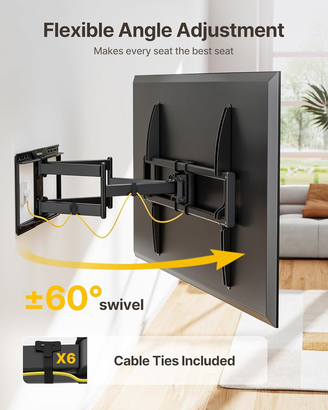 monTEK Heavy Duty TV Wandhalterung für 50–100 Zoll Fernseher bis 75 kg, Full Motion Wandhalterung Fe