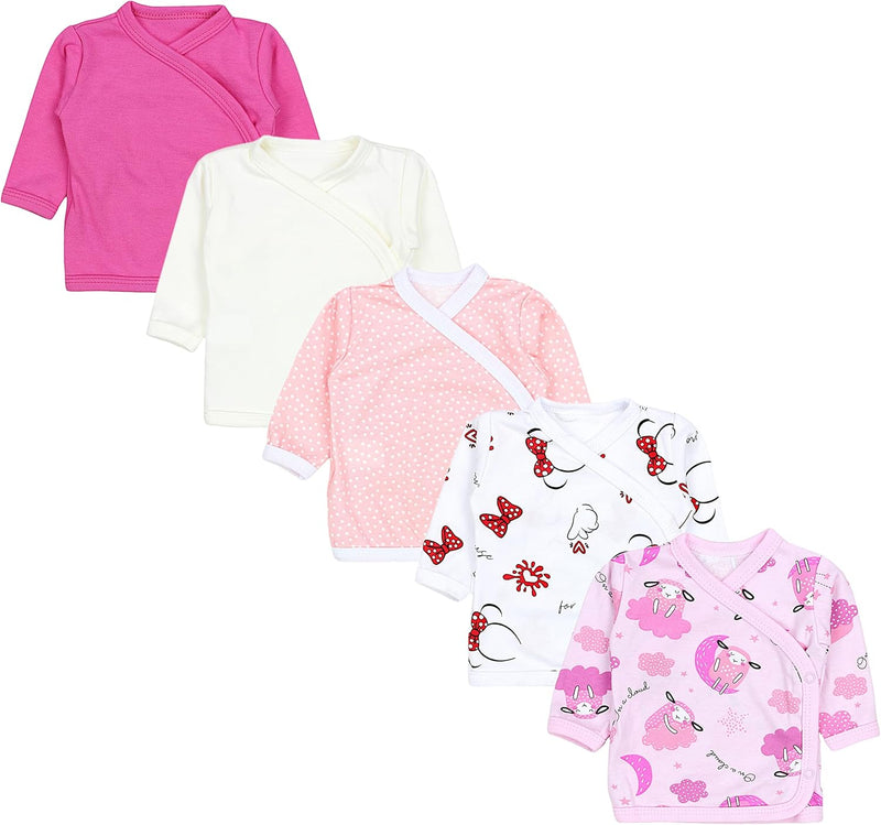 TupTam Baby Langarm Wickelshirt 5er Set aus Oeko-TEX zertifizierten Stoffen Unisex 62 Tupfen Rosa Sc