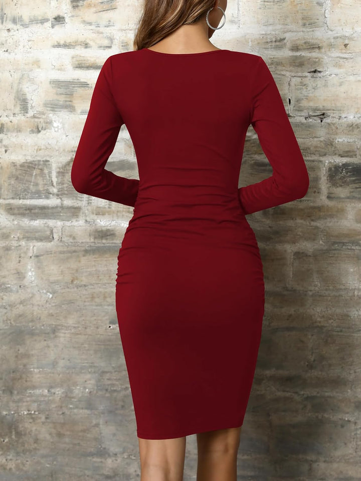 Missufe Damen Freizeitkleid Bodycon Enges Figurbetontes Bleistiftkleid Knielanges Kleider XS Leuchte