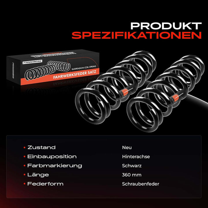Frankberg 2x Federn Fahrwerksfeder Hinterachse Kompatibel mit C-Crosser 2007-2021 Outlander II 2006-