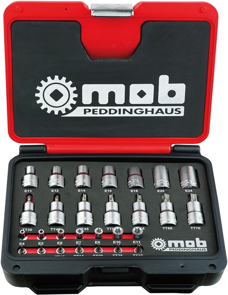 Peddinghaus 9028000000 Stecknusskasten für Torx 28 -teilig rot/schwarz