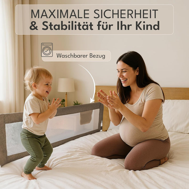 NooMii Rausfallschutz – faltbares Bettgitter 150×35×48,5 cm, Bettumrandung für Babybett, Kinderbett