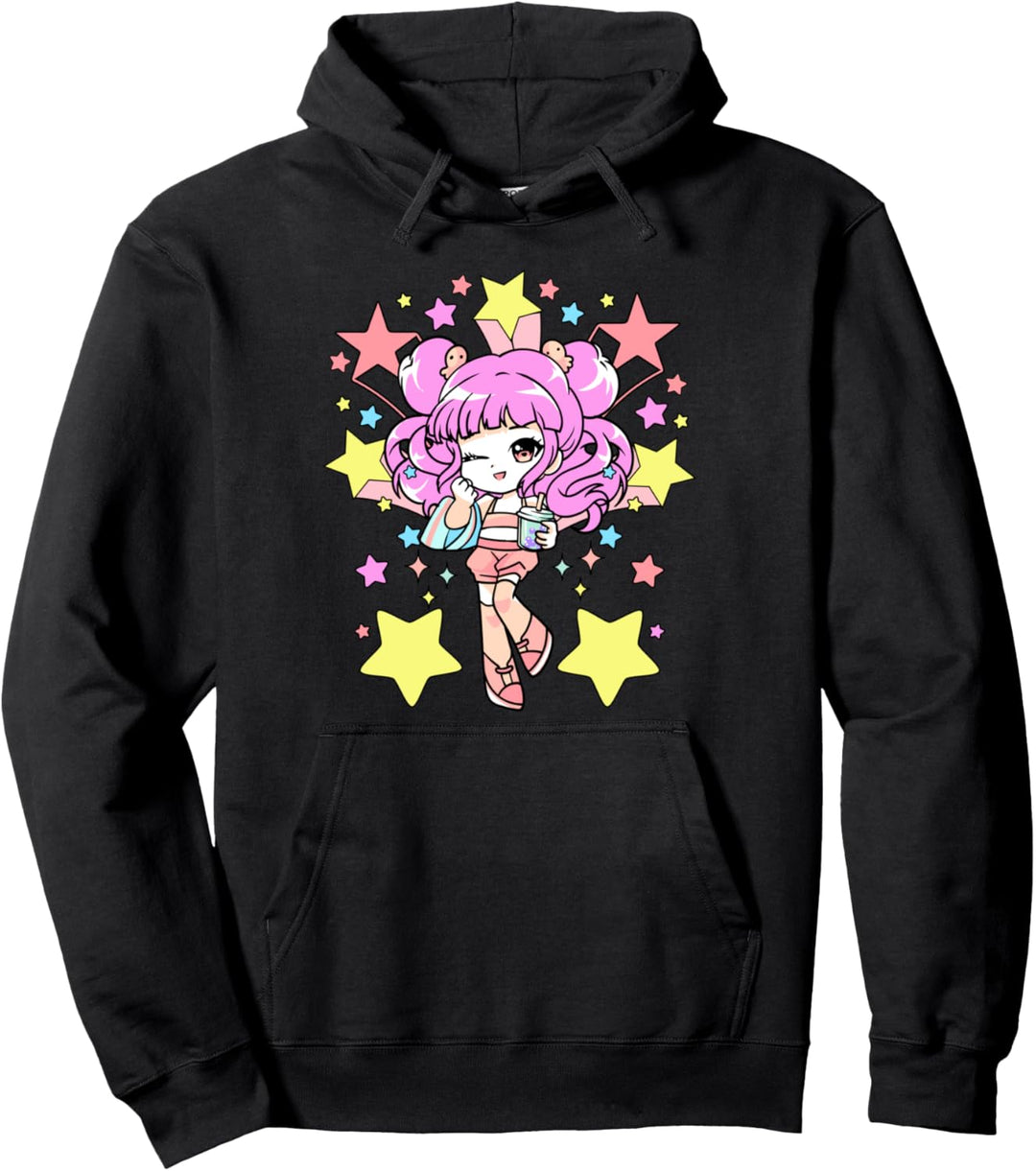 Cute Chibi Kawaii Anime Girls Bubble Tea Chan Pullover Hoodie