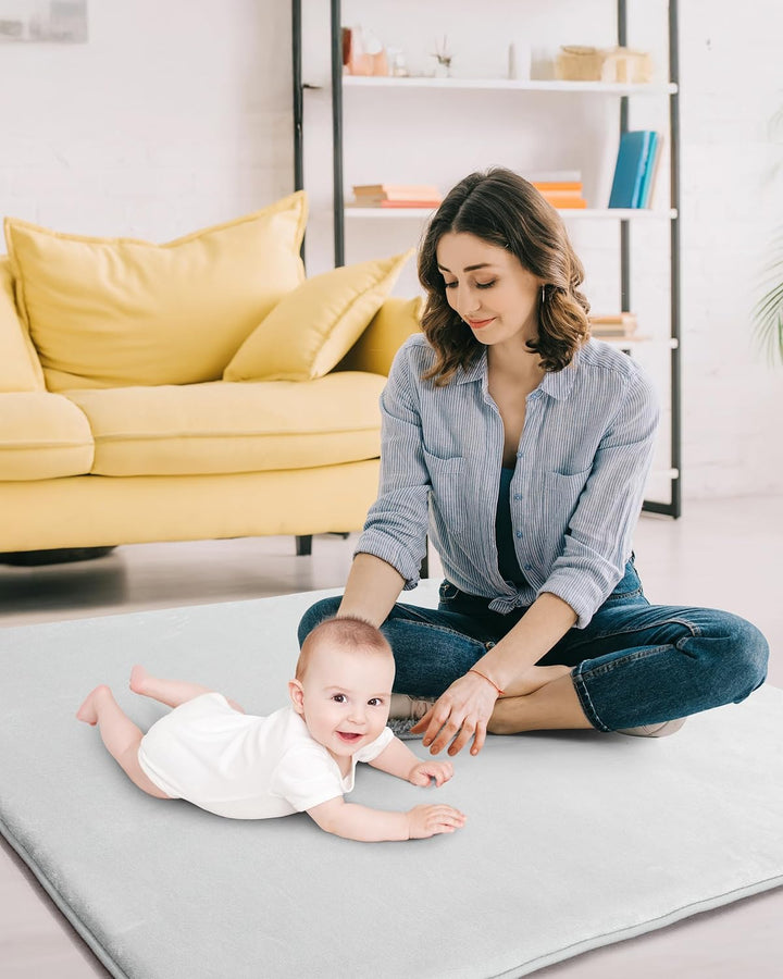 Samtige Baby-Spielmatte für den Boden: 127 * 127 * 3 Weicher Memory-Schaum-Teppich für Laufgitter, r
