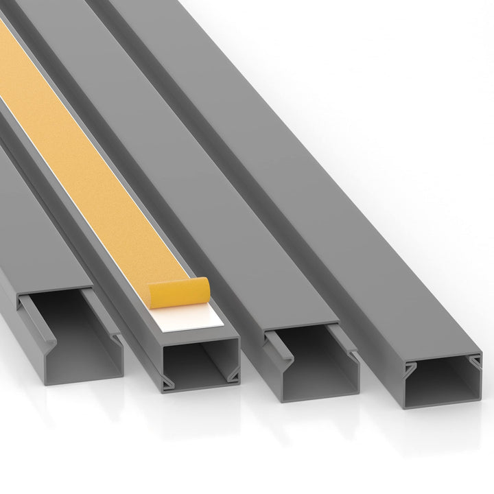 CILSON Kabelkanal 20 m | 20x 1 m Lang, 25x16 mm Breite x Höhe, Grau, Selbstklebend, Wand- und Decken