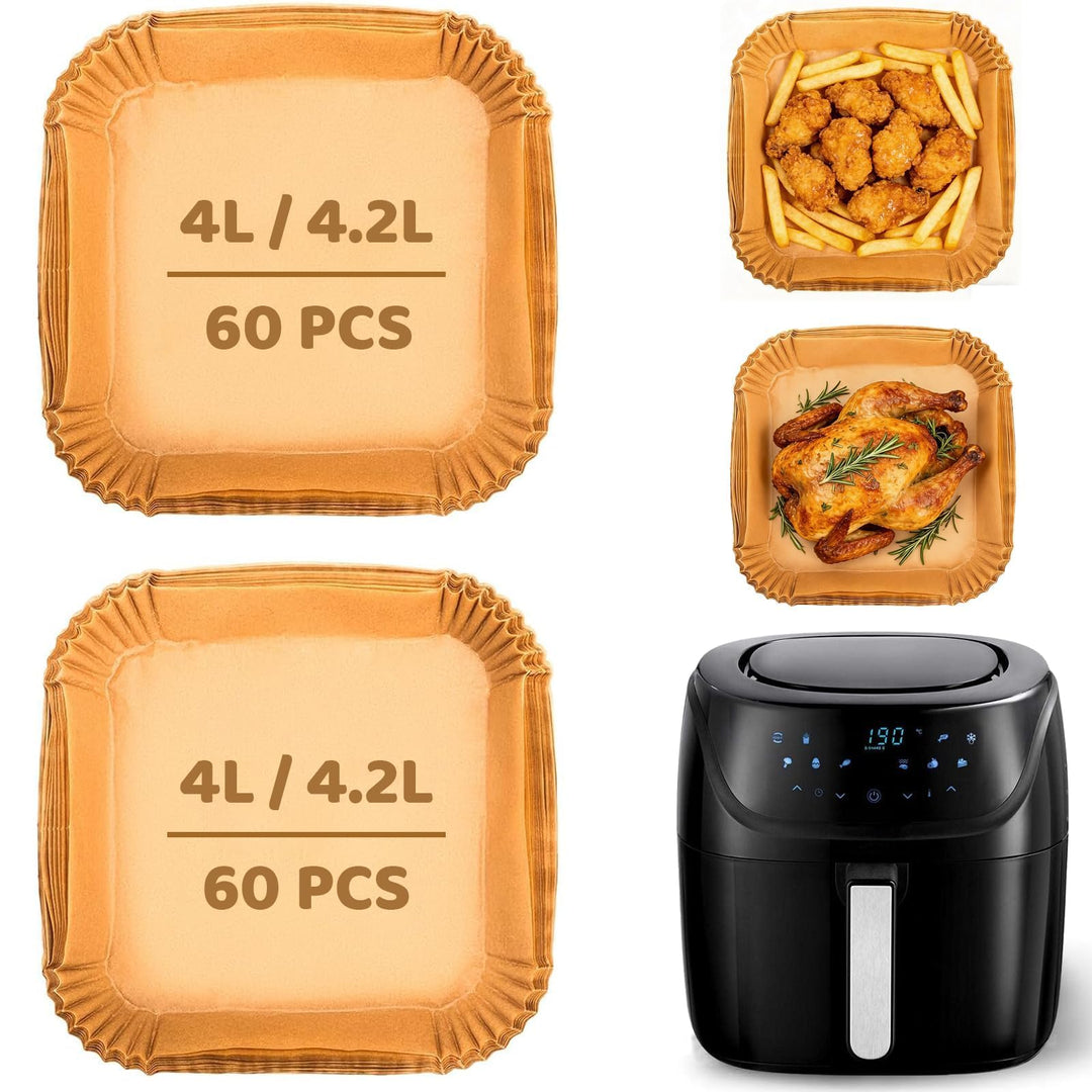 120 Stück Airfryer Backpapier für Russell Hobbs Heissluftfritteuse 4L, 18x18cm Heissluftfritteuse Ba