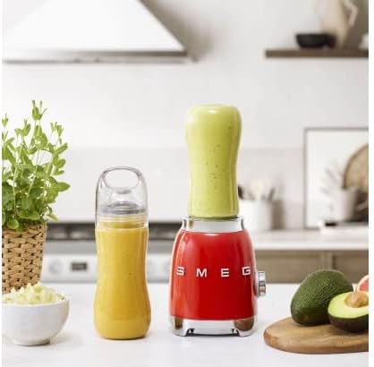 Smeg, Personal Blender PBF01RDEU, 2 Geschwindigkeitsstufen, Doppelklinge aus Edelstahl, 2 x 600 ml F