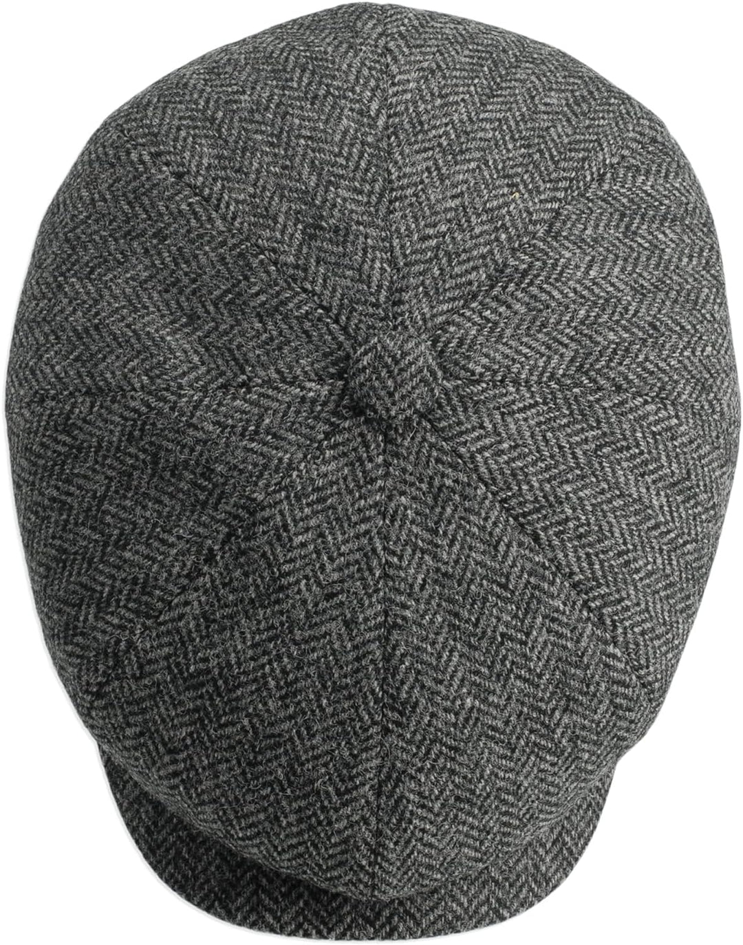 Gamble & Gunn 'Ramsden' graue Fischgräten-Tweed-Kappe mit 8 Paneelen, 61 cm
