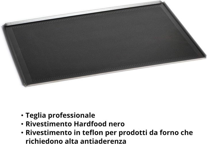 Antihaftbeschichtete Alu-Backform gelocht, 60 x 40 mit professioneller Hardfood Beschichtung Ø 2 mm