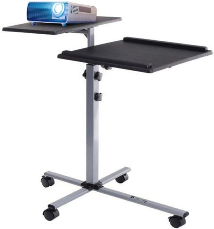 Techly 101485 Wagen für Projektor und Notebook, mit Zwei Ebenen, höhenverstellbar, Schwarz