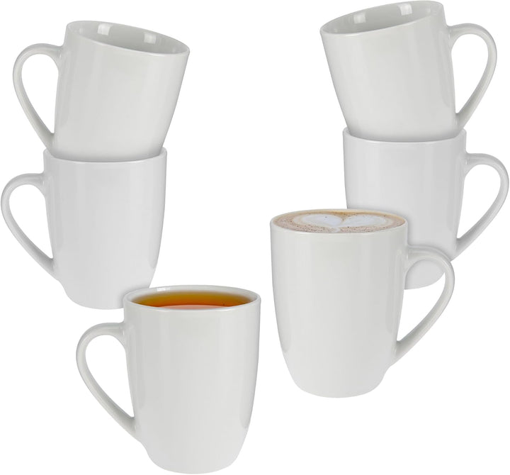 Kaffeetasse 350 ml aus Porzellan - 6er Set/weiss - Kaffeebecher Tasse Becher