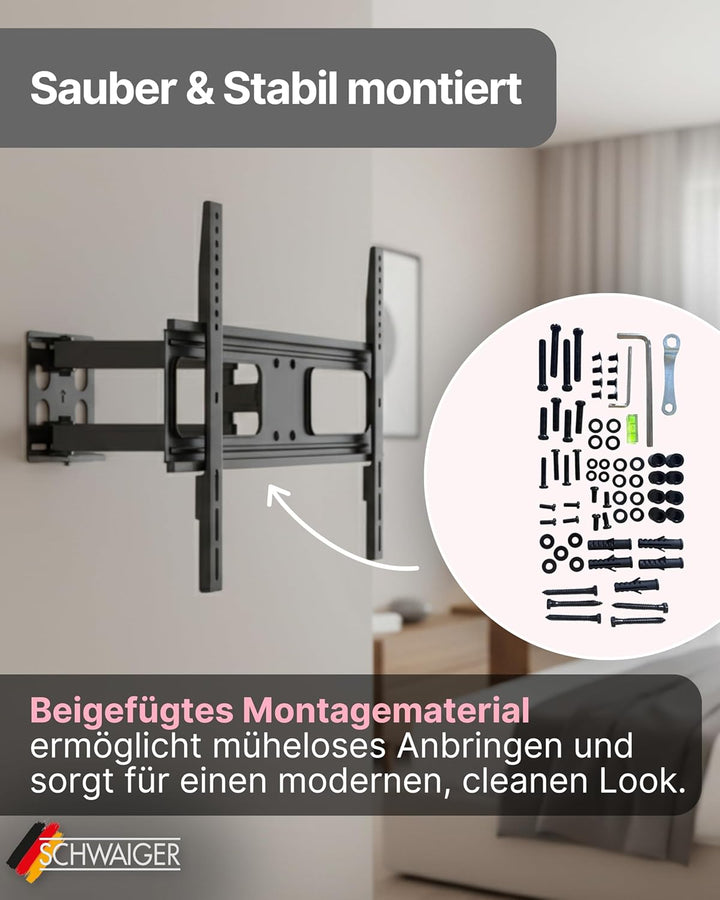 SCHWAIGER TV-Wandhalter Motion 5 I 37-86 Zoll Fernseherhalterung I neigbar, schwenkbar &amp; drehbar I u