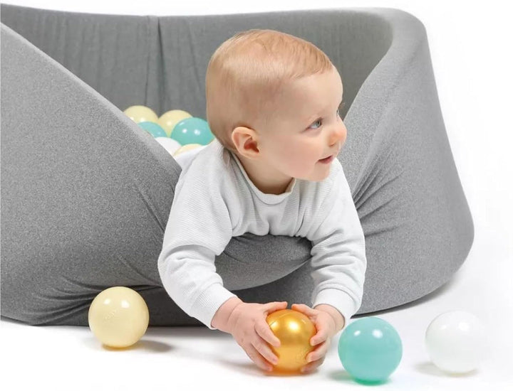 LUDI — Runder Ballpool aus Schaumstoff — Ø 90 cm x H 30 cm — für Babys ab 6 Monaten — 100 Bälle — we