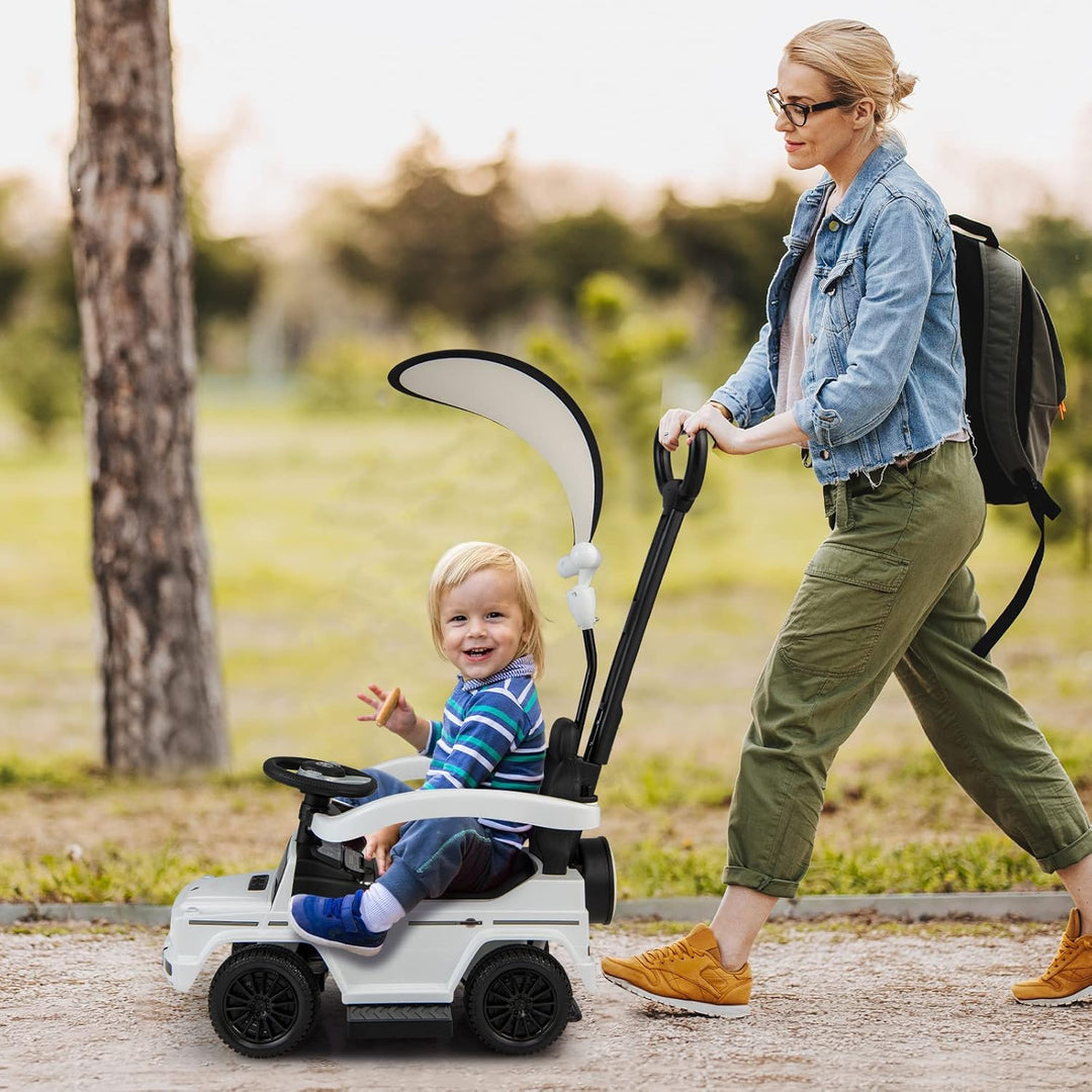 DREAMADE 3-in-1 lizenzierter Mercedes-Benz Rutschauto, Schiebewagen mit Schiebegriff, verstellbarem