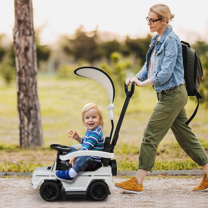 DREAMADE 3-in-1 lizenzierter Mercedes-Benz Rutschauto, Schiebewagen mit Schiebegriff, verstellbarem