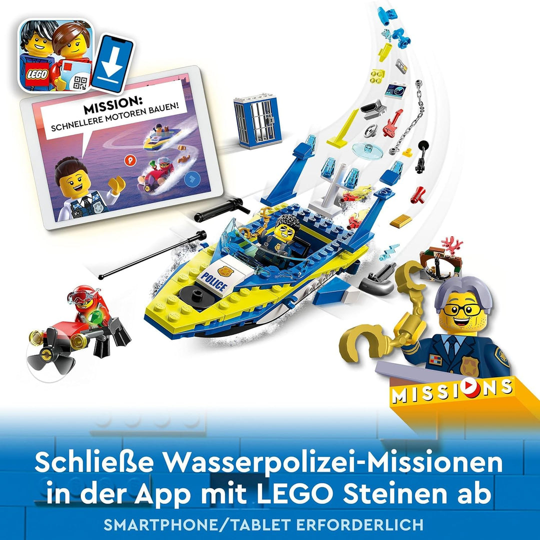 LEGO 60355 City Detektivmissionen Der Wasserpolizei, Interaktives Abenteuer-Spielset Mit Boot Und 4
