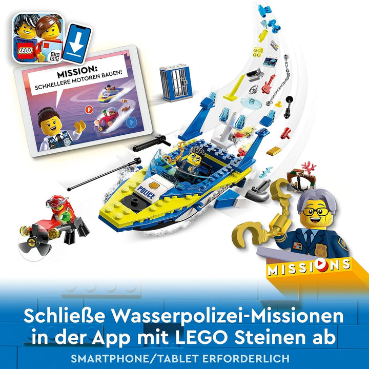 LEGO 60355 City Detektivmissionen Der Wasserpolizei, Interaktives Abenteuer-Spielset Mit Boot Und 4