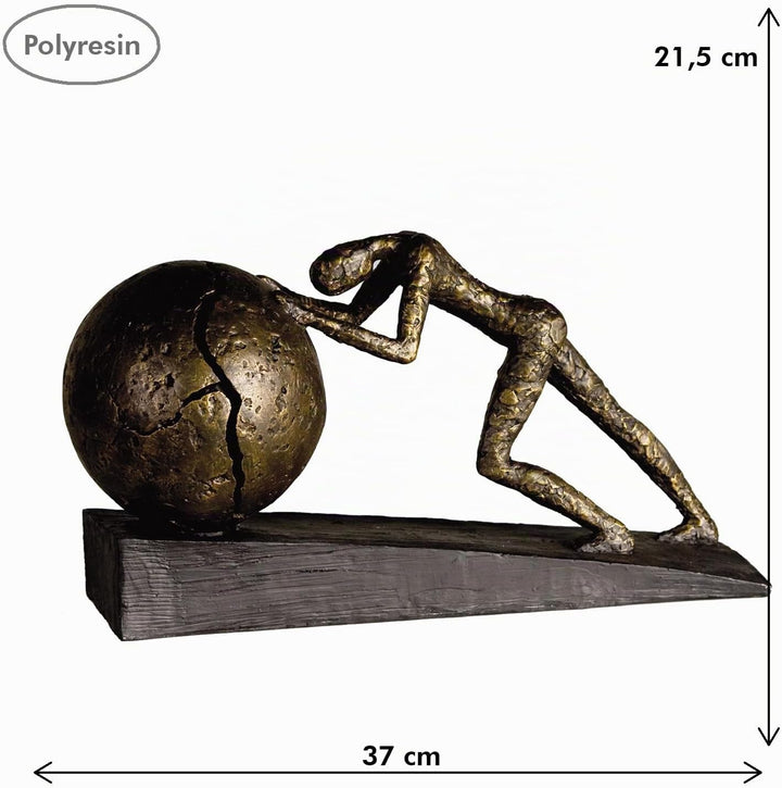 Casablanca - Skulptur Heavy Ball - Poly - Bronzefinish - Schwarzer Base - Höhe 21,5 cm - Länge 37 cm