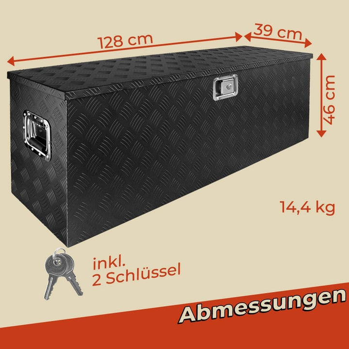 Trucky Truckbox Aluminium Abschliessbar Deichselbox Alu Kiste Anhängerbox Modell 12 (128 x 39 x 46 c