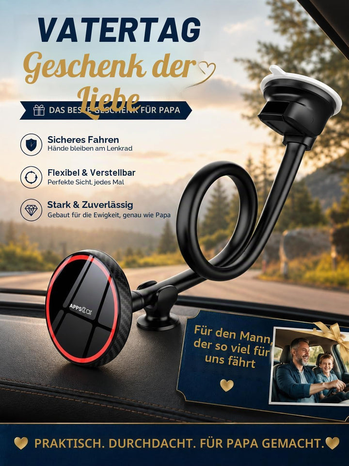 APPS2Car Magnetische Kfz-Handyhalterung für MagSafe – langer Arm 33 cm mit starkem Saugnapf für Wind