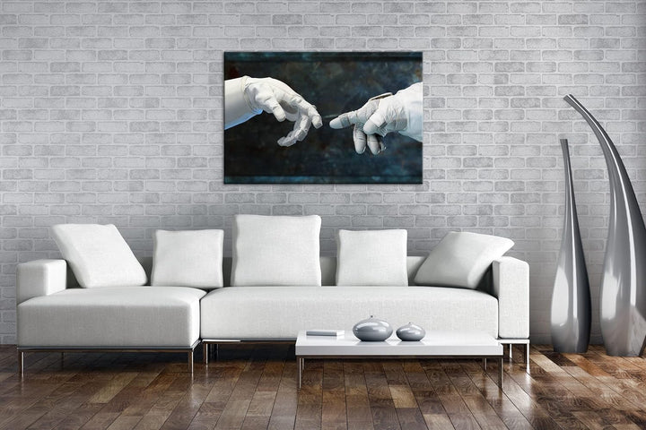deyoli berührende Finger von Robonauten im Format: 80x60 als Leinwandbild, Motiv fertig gerahmt auf