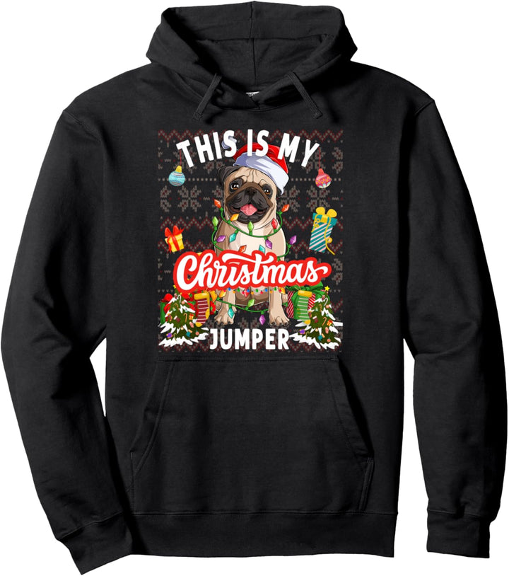 This Is My Pug Weihnachtspullover mit Mops-Motiv Pullover Hoodie