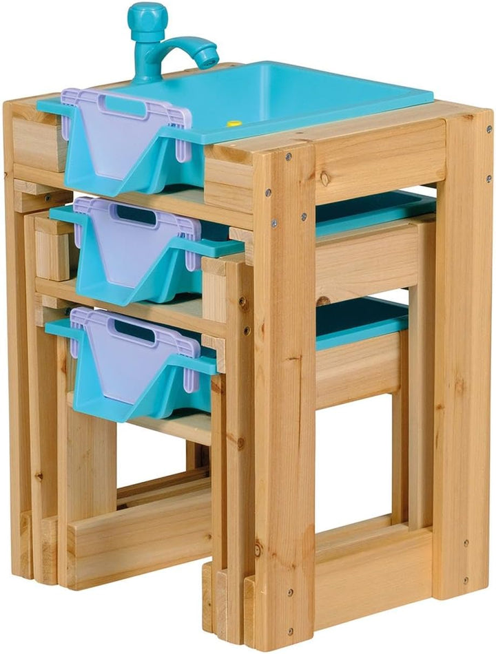 Happy People Wasser-Spieltisch 3er Set – mit Schleusenfunktion & handelsüblichem Schlauchanschluss –