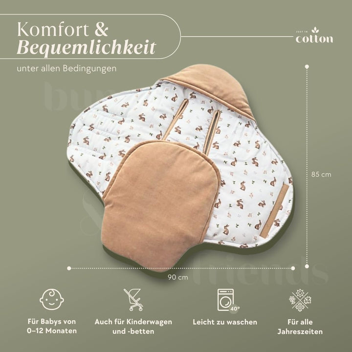 Einschlagdecke Babyschale Kinderwagen: Velours-Bambus-Decke für Autositz, Kinderwagen und Wanne. bab