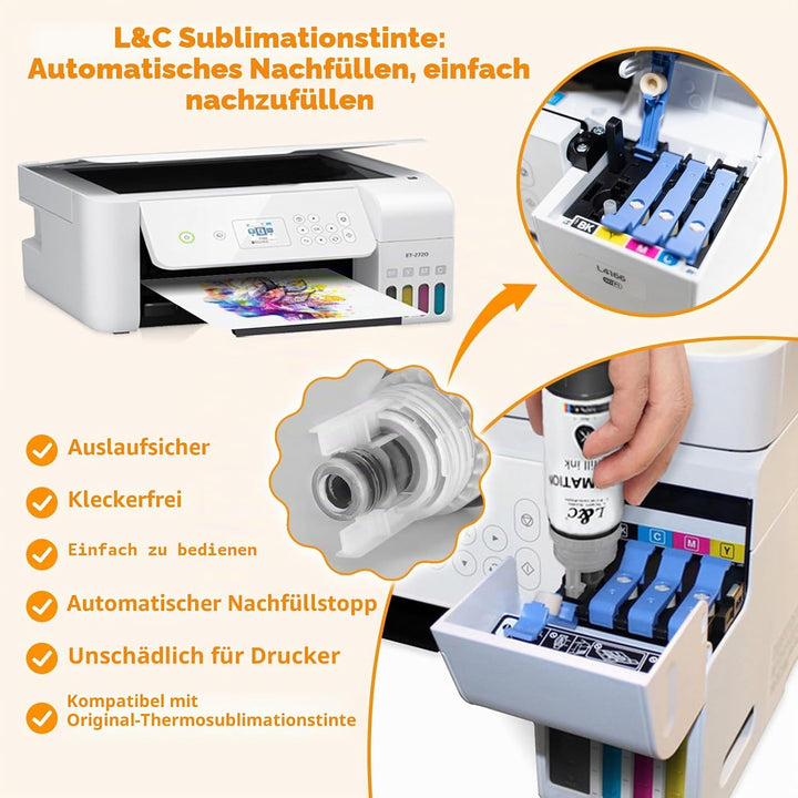 MERRYWORK Sublimationstinte für Epson Ecotank 2840 ET2830 2815 4810 EcoTank Drucker EcoTank Drucker