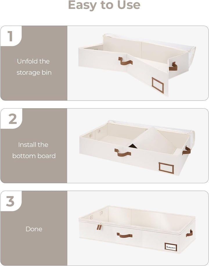 StorageWorks Unterbett Aufbewahrungsbox, extra Grosse Unterbettkommode mit Deckel, Stoff Unterbettbo