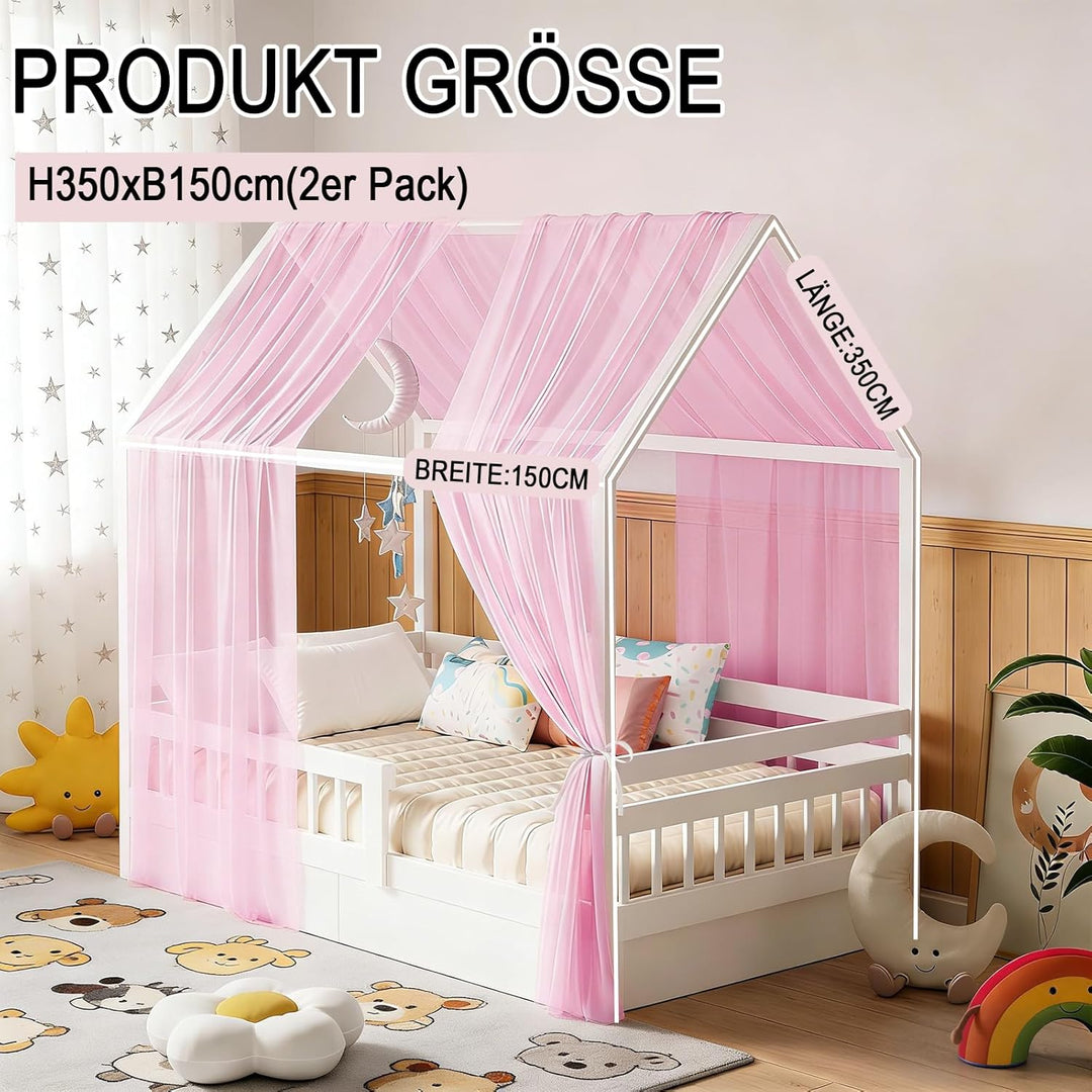 GFCC Hausbett Himmel Set, 2 Stück Betthimmel Hausbett aus Tüll für Hausbett Deko, Himmelbett Vorhäng