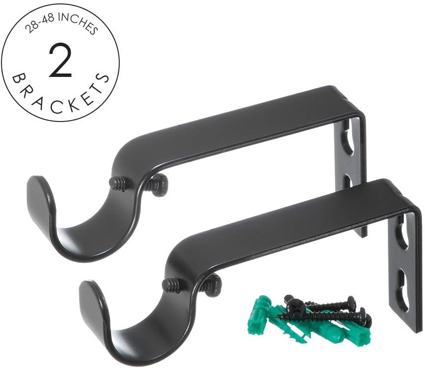 Vorhangstange, dekorativ, Ivilon-Endkappen-Design, 2,5 cm Durchmesser, 28 bis 120 cm, Schwarz, 28 to