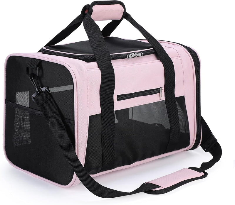 PETTOM Transportbox für Hunde und Katzen 43x28x28 cm, Faltbar, Wasserdicht, mit Schultergurt, Weich